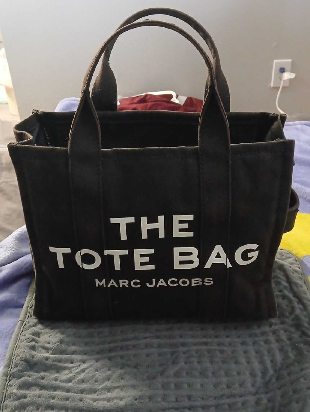 Marc Jacobs Black Canvas 'The Tote Bag' with White Logo